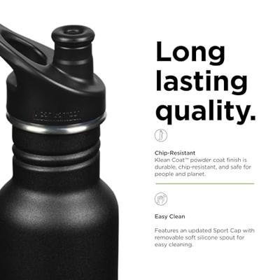 Klean Kanteen classic narrow drinkfles met sportcap - 532ml - rvs - zwart Klean Kanteen classic narrow drinkfles met sportcap - 532ml - rvs - zwart