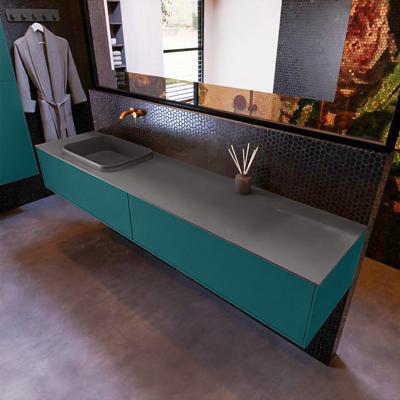 Badkamermeubelset Mondiaz Erin 200 cm met 2 Lades met RIDGE Wastafel Links Dark grey Zonder Kraangaten Greeploos Mat Smag Badkamermeubelset Mondiaz Erin 200 cm met 2 Lades met RIDGE Wastafel Links Dark grey Zonder Kraangaten Greeploos Mat Smag