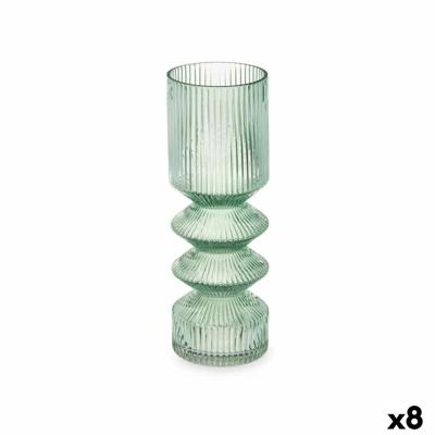Vaas Strepen Groen Kristal 8 x 23 x 8 cm (8 Stuks)