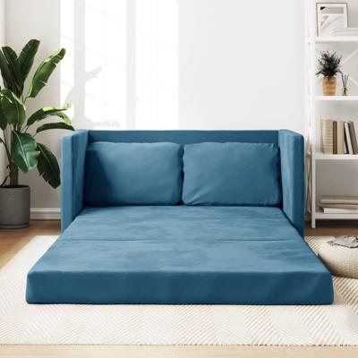 Slaapbank vloermodel 2-in-1 122x204x55 cm fluweel blauw Slaapbank vloermodel 2-in-1 122x204x55 cm fluweel blauw