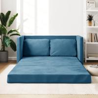 Slaapbank vloermodel 2-in-1 122x204x55 cm fluweel blauw - thumbnail