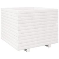 Plantenbak 60x60x49,5 cm massief grenenhout wit - thumbnail