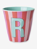 Gestreepte melamine mok LETTER R rice, medium 250 ml meerkleurig - thumbnail