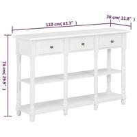 Wandtafel 110x30x76 cm bewerkt hout wit - thumbnail