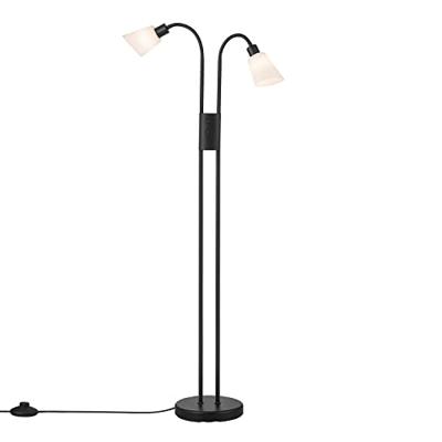 Grote zwarte vloerlamp met 2 glazen kappen Nordlux Molli