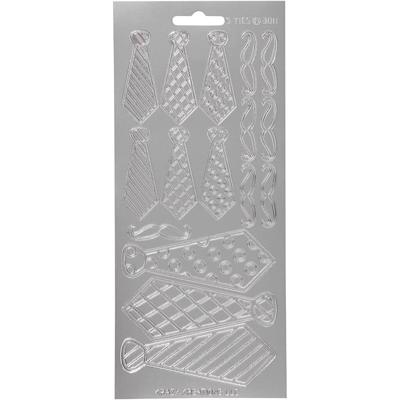 Creativ Company Stickers, stropdassen, vel 10x23 cm, zilver, 1 vel