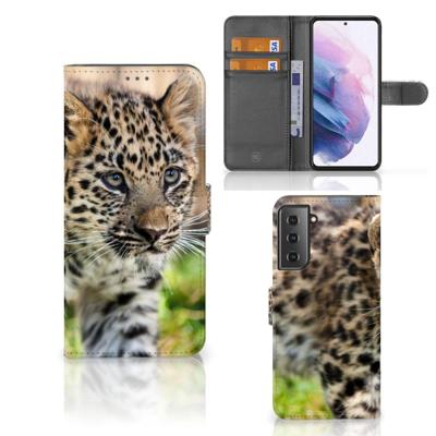 Samsung Galaxy S21 Plus | Telefoonhoesje | Met pasjeshouder | Baby Luipaard