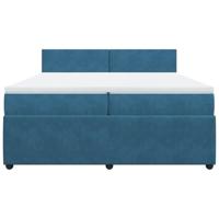 Boxspring met matras fluweel blauw 200x200 cm - thumbnail