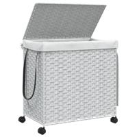 Wasmand op wielen 60x35x60,5 cm rattan wit - thumbnail