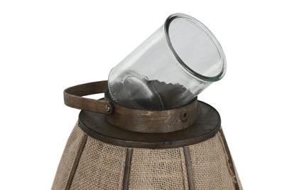 Kaarshouder Home ESPRIT Natuurlijk Jute Bamboe 41,5 x 41,5 x 57 cm