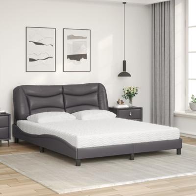 Bed met matras kunstleer grijs 180x200 cm