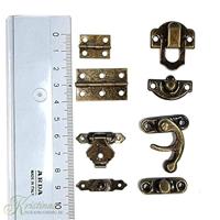 Creativ Company Mini beslag, afm 16x19-19x29,5 mm, antiek goud, 15 set/ 1 doos - thumbnail