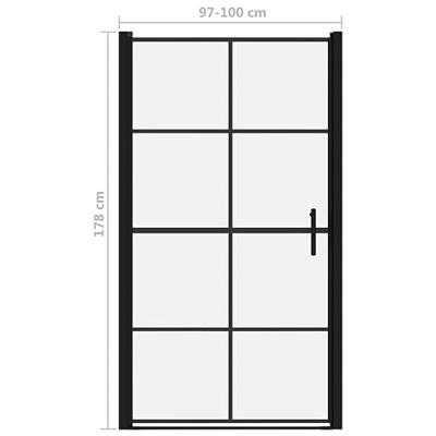 VidaXL Douchedeur 100x178 cm gehard glas zwart