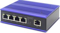 DIGITUS netwerk-switch - 5-poorts Fast Ethernet - DIN-rail montage - klemlijst - Ventilatorloos - Zwart/blauw - thumbnail