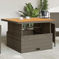 Tuintafel 110x110x71 cm poly rattan en acaciahout grijs - thumbnail
