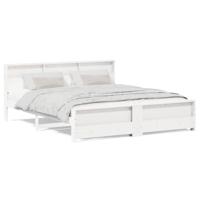 Bedframe met hoofdeinde Wit 180 x 200 cm Massief grenenhout - thumbnail
