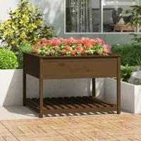 VidaXL Plantenbak met schap 111,5x111,5x81 cm grenenhout honingbruin - thumbnail