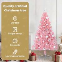 VidaXL Kunstmatig voorverlicht kerstboom met 150 led roze 150 cm pvc - thumbnail