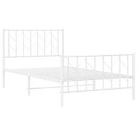 Bedframe met hoofd- en voeteneinde metaal wit 100x190 cm - thumbnail