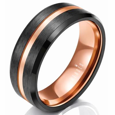 Wolfraam heren ring Zwart met Rose 8mm-20mm