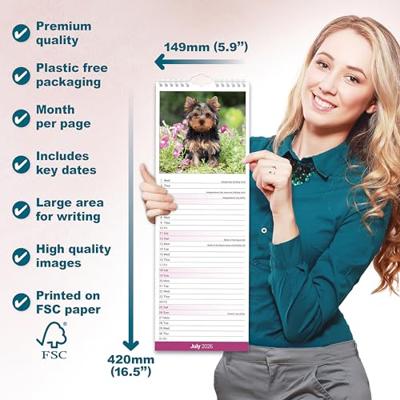 Yorkshire Terrier Slim Calendar 2026 Dog Breed Slimline Calendar - 12 Month