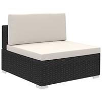 6-delige Loungeset met kussens poly rattan zwart - thumbnail