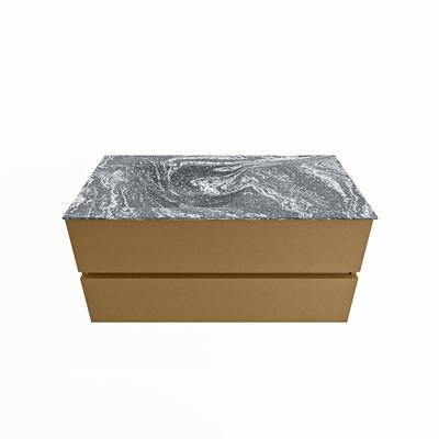 MONDIAZ VICA-DLUX 100cm badmeubel onderkast Oro 2 lades. Inbouw wastafel CLOUD links zonder kraangat, kleur Lava.