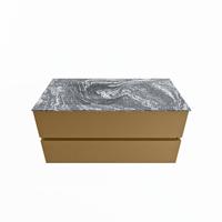 MONDIAZ VICA-DLUX 100cm badmeubel onderkast Oro 2 lades. Inbouw wastafel CLOUD links zonder kraangat, kleur Lava. - thumbnail