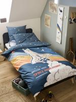 Kinderset dekbedovertrek + kussensloop van gerecycled katoen SPACE ADVENTURE meerkleurig - thumbnail