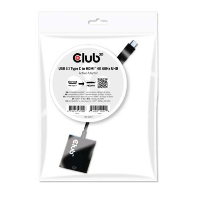 club3D CAC-2504 USB Adapter [1x USB 3.2 Gen 2 stekker C (USB 3.1) - 1x HDMI-bus] Zwart 0 mm