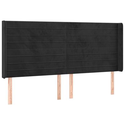 Hoofdbord met randen 163x16x78/88 cm fluweel zwart