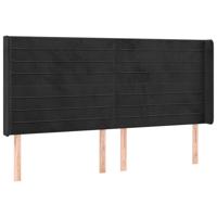 Hoofdbord met randen 203x16x118/128 cm fluweel zwart - thumbnail