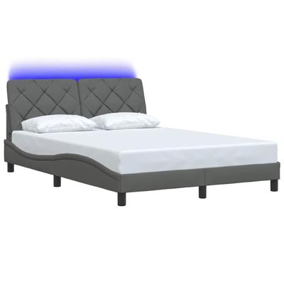 Bedframe met LED zonder matras 120x200 cm stof donkergrijs