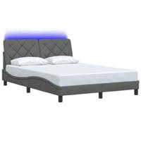 Bedframe met LED zonder matras 120x200 cm stof donkergrijs - thumbnail