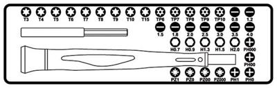 Beta Microschroevendraaier 1256/c36 met 36 verwisselbare 4-mm bits en magnetisch verlengstuk 1256/c36