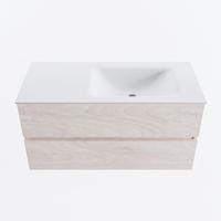 MONDIAZ VICA 100cm badmeubel onderkast Underlayment 2 lades. Wastafel CLOUD rechts 1 kraangat, kleur Talc. - thumbnail