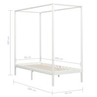 Hemelbedframe massief grenenhout wit 90x200 cm - thumbnail