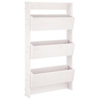 VidaXL Plantenbak wandmontage 3-laags 60x18,5x110 cm grenenhout wit - thumbnail