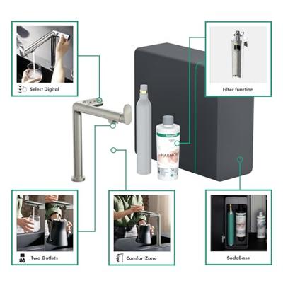 Hansgrohe Aqittura M91 SodaSystem 240, 1jet, starter set, rvs look