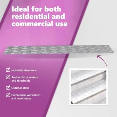 VidaXL Trap tread rechthoekig 2 pcs zilver 100 x 30 cm aluminium