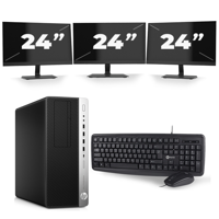 HP EliteDesk 800 G5 Tower - Intel Core i5-9e Generatie - 16GB RAM - 256GB SSD - Windows 11 + 3x 24 inch Monitor - thumbnail