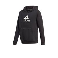 adidas Performance fleece sporthoodie zwart/wit - thumbnail