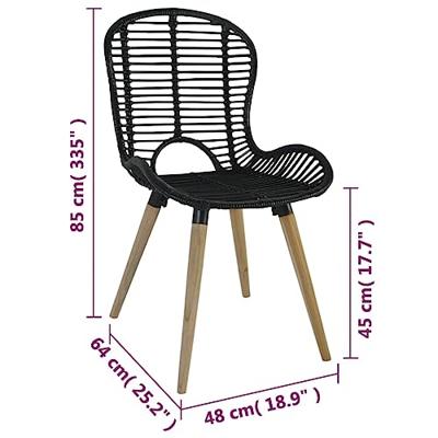 Eetkamerstoelen 4 st natuurlijk rattan zwart