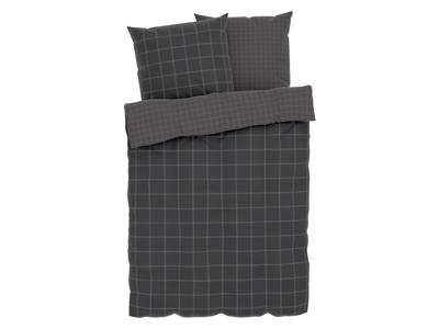 LIVARNO home Satijnen dekbedovertrek 200 x 200 cm (Grijs/geruit)
