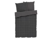 LIVARNO home Satijnen dekbedovertrek 200 x 200 cm (Grijs/geruit) - thumbnail