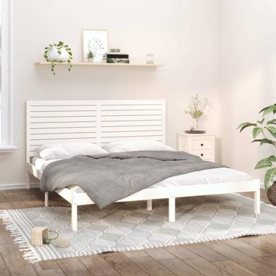 Bedframe extra lang zonder matras massief hout wit 200x210 cm