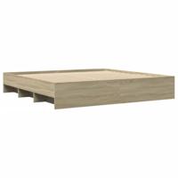Bedframe zonder matras 200x200cm spaanplaat sonoma eikenkleurig - thumbnail