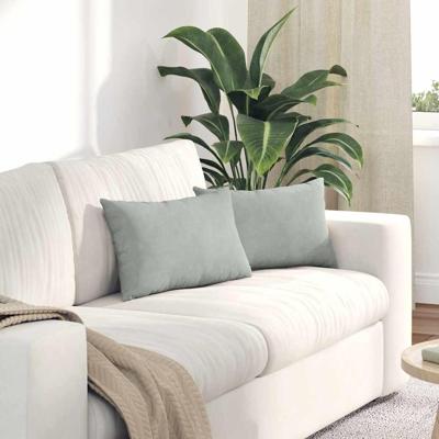 VidaXL Sofa kussens 2 stuks lichtgrijs 50 x 30 cm cordstof