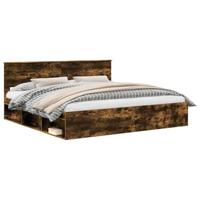 Bedframe Gerookt eiken 200 x 200 cm Massief grenenhout - thumbnail