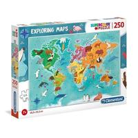 Clementoni legpuzzel Exploring Maps: Dieren 250 stukjes - thumbnail